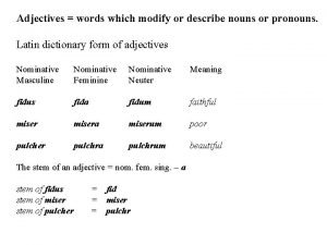 Words that modify nouns