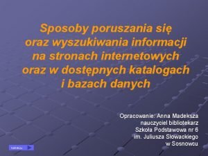 Sposoby poruszania si oraz wyszukiwania informacji na stronach