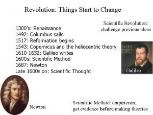 Revolution Things Start to Change Scientific Revolution challenge
