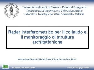 Universit degli studi di Firenze Facolt di Ingegneria