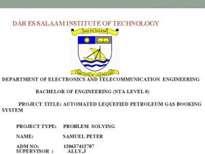 DAR ES SALAAM INSTITUTE OF TECHNOLOGY DEPARTMENT OF