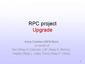 RPC project Upgrade Anna Colaleo INFNBari on behalf