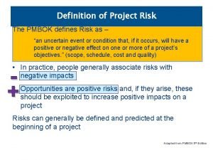 Definition of project risk