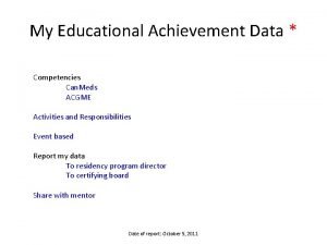 My Educational Achievement Data Competencies Can Meds ACGME