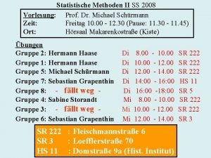 Statistische Methoden II SS 2008 Vorlesung Prof Dr