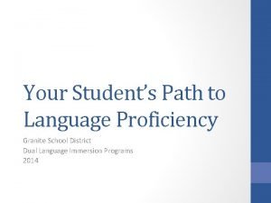 Your Students Path to Language Proficiency Granite School