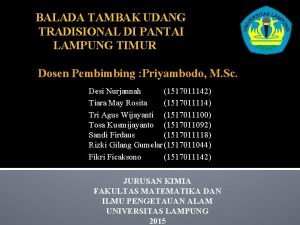 BALADA TAMBAK UDANG TRADISIONAL DI PANTAI LAMPUNG TIMUR