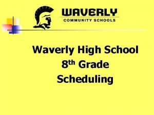 Waverly High School 8 th Grade Scheduling High
