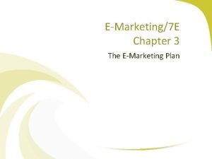 EMarketing7 E Chapter 3 The EMarketing Plan Chapter