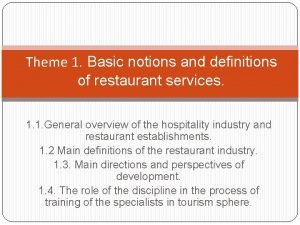 Restaurant terms and definitions