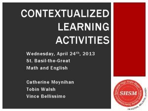 Example of contextualized learning activity