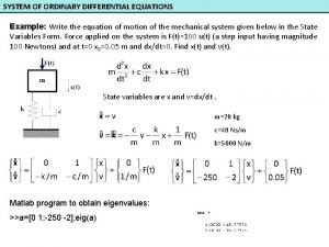 Ordinary differential equations example