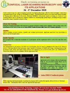 Hands on training program on CONFOCAL LASER SCANNING