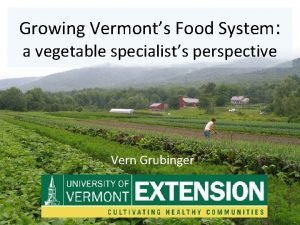 Growing Vermonts Food System a vegetable specialists perspective