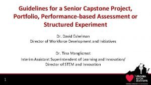 Guidelines for a Senior Capstone Project Portfolio Performancebased