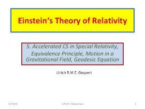 Einsteins Theory of Relativity 5 Accelerated CS in