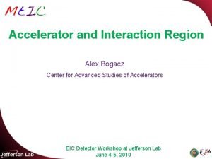 Accelerator and Interaction Region Alex Bogacz Center for