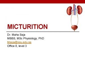 MICTURITION Dr Maha Saja MBBS MSc Physiology Ph