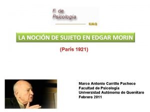 LA NOCIN DE SUJETO EN EDGAR MORIN Pars