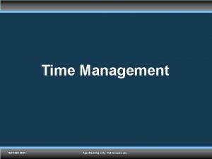 Time Management TMK 1536 0910 Agent training only