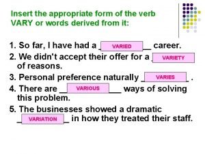 The verb to be. insert appropriate present forms