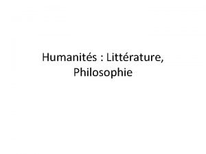 Humanits Littrature Philosophie La discipline La discipline HLP