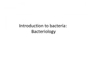 Introduction to bacteria Bacteriology Kingdom of bacteria 1