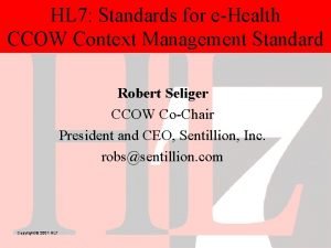 HL 7 Standards for eHealth CCOW Context Management
