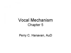 Vocal Mechanism Chapter 5 Perry C Hanavan Au