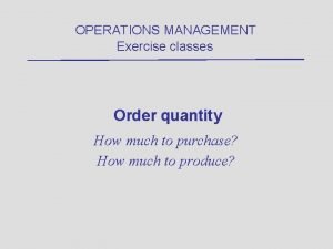 Poq operations management