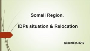 Somali Region IDPs situation Relocation December 2019 Introduction