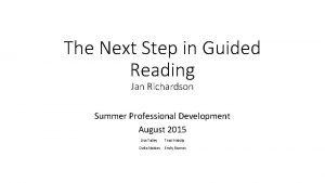 The next step in guided reading