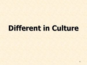 Different in Culture 1 Chapter Preview Describe culture