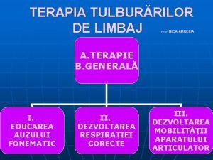 TERAPIA TULBURRILOR DE LIMBAJ PROF NICA AURELIA A