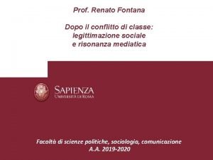 Prof Renato Fontana Dopo il conflitto di classe