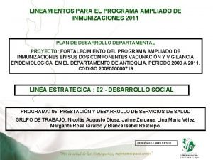 LINEAMIENTOS PARA EL PROGRAMA AMPLIADO DE INMUNIZACIONES 2011