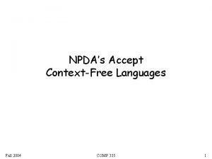NPDAs Accept ContextFree Languages Fall 2004 COMP 335