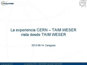 La experiencia CERN TAIM WESER vista desde TAIM