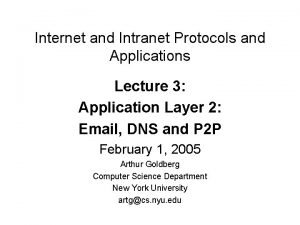 Internet and Intranet Protocols and Applications Lecture 3