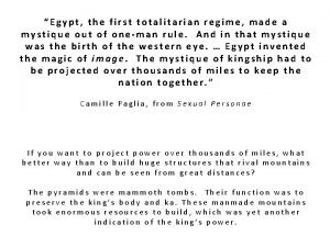 Egypt the first totalitarian regime made a mystique