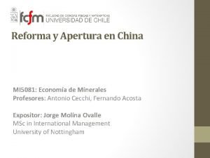 Reforma y Apertura en China MI 5081 Economa