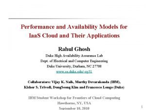 Performance and Availability Models for Iaa S Cloud