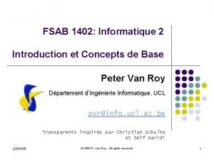 FSAB 1402 Informatique 2 Introduction et Concepts de