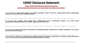 Disclosure statement example