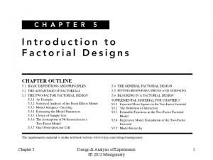 Chapter 5 Design Analysis of Experiments 8 E