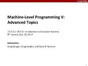 Carnegie Mellon MachineLevel Programming V Advanced Topics 15