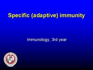 Specific adaptive immunity Immunology 3 rd year Contents