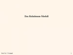 Das RelationenModell Prof Dr T Kudra 1 Einfhrung