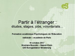 Partir ltranger tudes stages jobs volontariats Formation acadmique