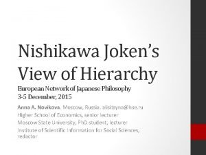 Nishikawa Jokens View of Hierarchy European Network of